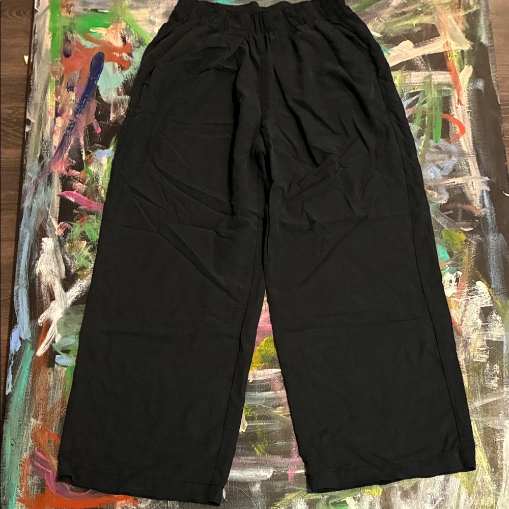 FREE PEOPLE WIDE LEG BLACK LEISURE PANTS